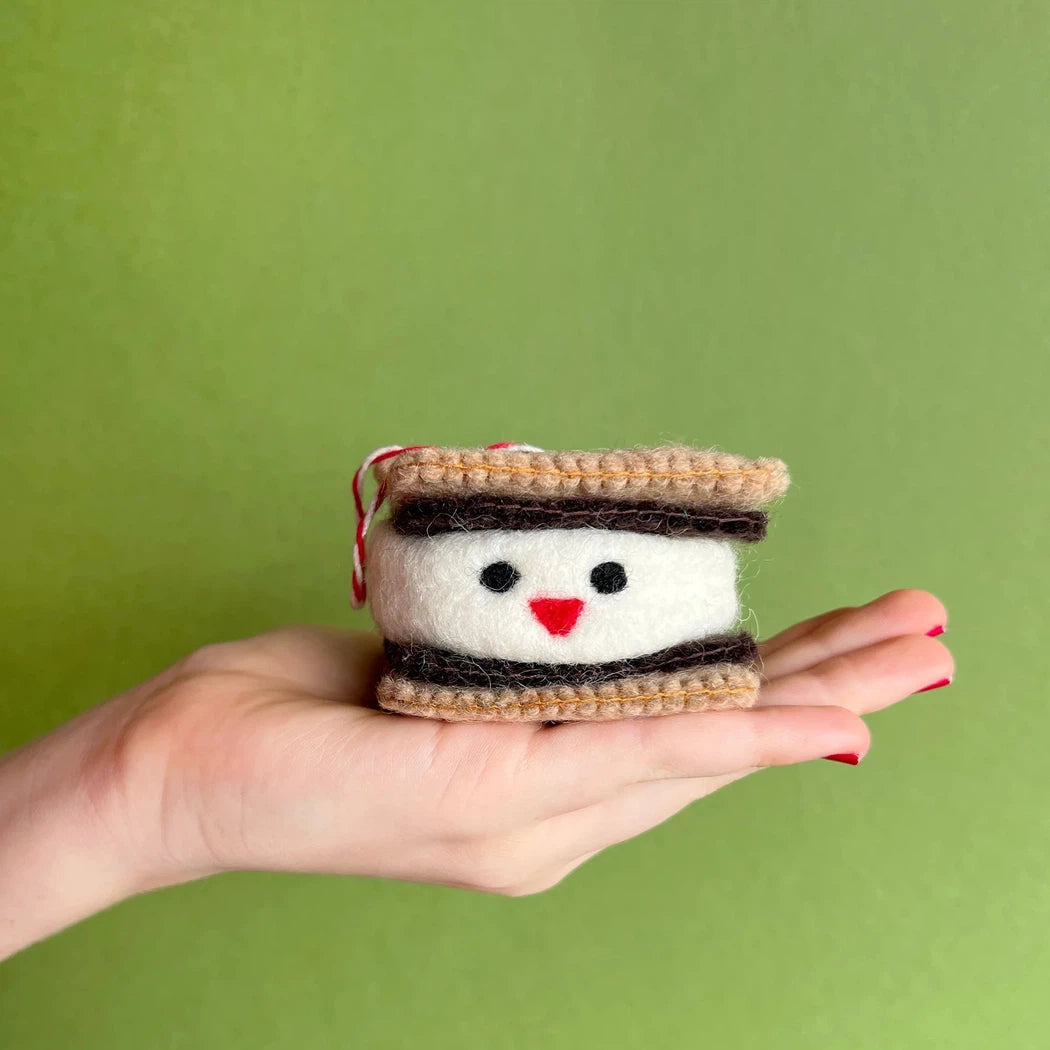 Ornaments 4 Orphans Smiling S'more Felt Wool Christmas Ornament-Accessories - Novelty-Ornaments 4 Orphans-Appalachian Outfitters