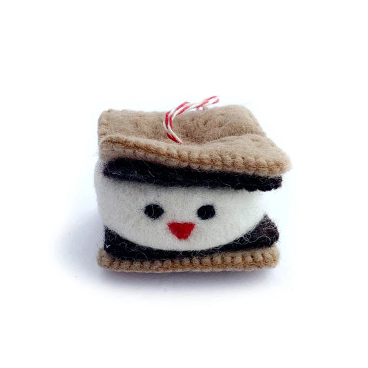 Ornaments 4 Orphans Smiling S'more Felt Wool Christmas Ornament-Accessories - Novelty-Ornaments 4 Orphans-Appalachian Outfitters