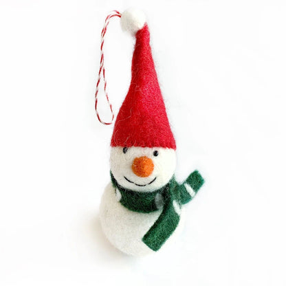 Ornaments 4 Orphans Snowman with Red Hat Tufted Wool Christmas Ornament-Accessories - Novelty-Ornaments 4 Orphans-Appalachian Outfitters