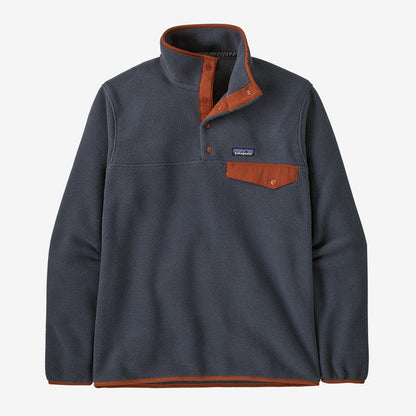 Patagonia Men's Lightweight Synchilla Snap-T Fleece Pullover-Men's - Clothing - Tops-Patagonia-Smolder Blue w/Burnished Red-S-Appalachian Outfitters