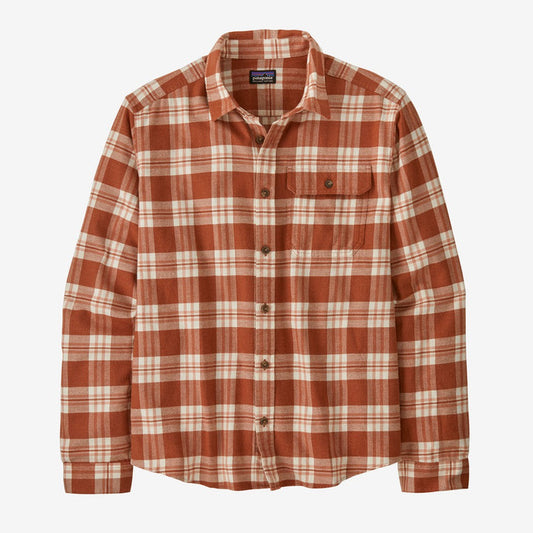 Patagonia Men's Long Sleeve Cotton in Conversion Light Weight Fjord Flannel Shirt-Men's - Clothing - Tops-Patagonia-Base Camp: Burnished Red-M-Appalachian Outfitters