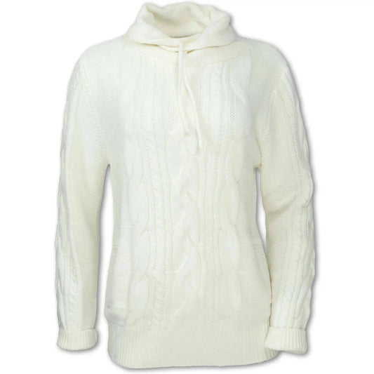 Purnell Women's Merino Wool Blend Cable Knit Cowlneck Sweater-Women's - Clothing - Tops-Purnell-Cream-S-Appalachian Outfitters