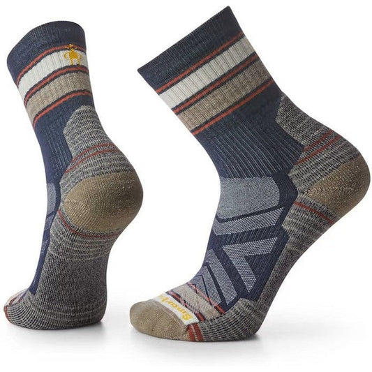 Smartwool Hike Light Cushion Striped Mid Crew Socks-Accessories - Socks - Unisex-Smartwool-Navy-M-Appalachian Outfitters