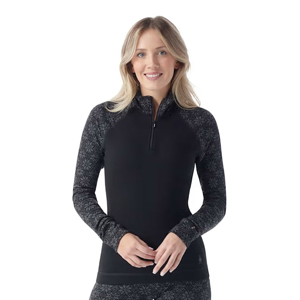 Smartwool Women's Classic Thermal Merino Base Layer 1/4 Zip-Women's - Clothing - Baselayer-Smartwool-Black Digi Snow-S-Appalachian Outfitters