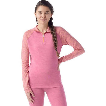 Smartwool Women's Classic Thermal Merino Base Layer 1/4 Zip-Women's - Clothing - Baselayer-Smartwool-Garden Pink Digi Snow-S-Appalachian Outfitters