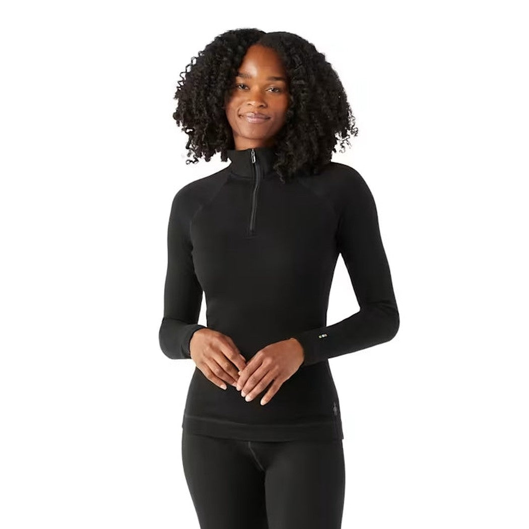 Smartwool Women's Classic Thermal Merino Base Layer 1/4 Zip-Women's - Clothing - Baselayer-Smartwool-Black-XS-Appalachian Outfitters