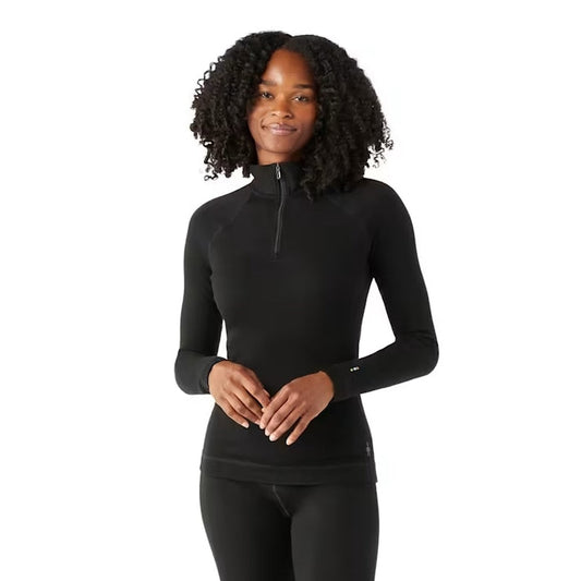 Smartwool Women's Classic Thermal Merino Base Layer 1/4 Zip-Women's - Clothing - Baselayer-Smartwool-Black-XS-Appalachian Outfitters