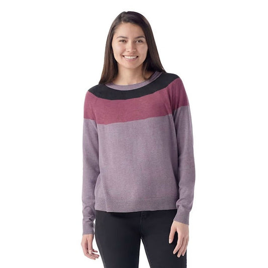 Smartwool Women's Edgewood Colorblock Crew Sweater-Women's - Clothing - Tops-Smartwool-Chalk Violet Heather-S-Appalachian Outfitters