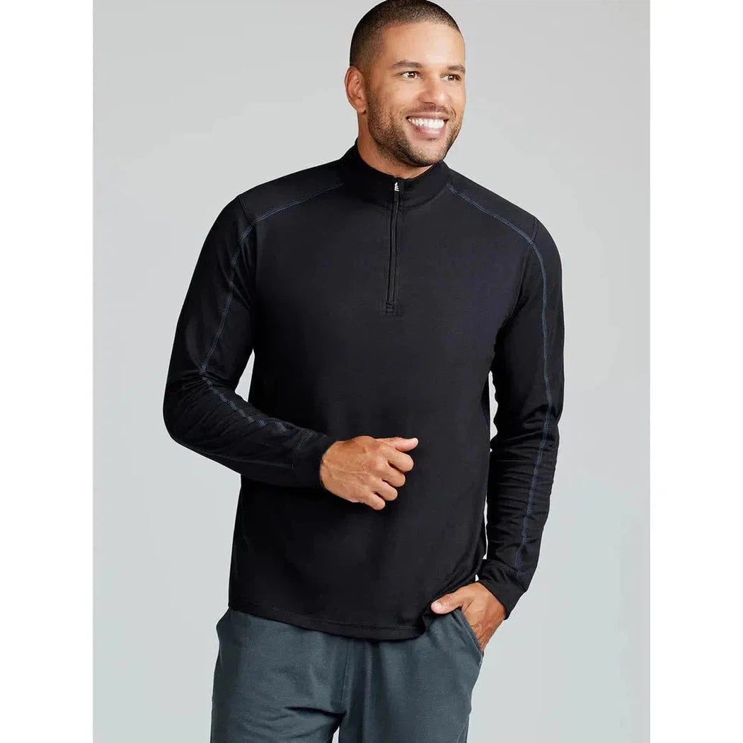 Tasc Carrollton Lightweight Quarter Zip-Men's - Clothing - Tops-Tasc-Black/Gunmetal-M-Appalachian Outfitters