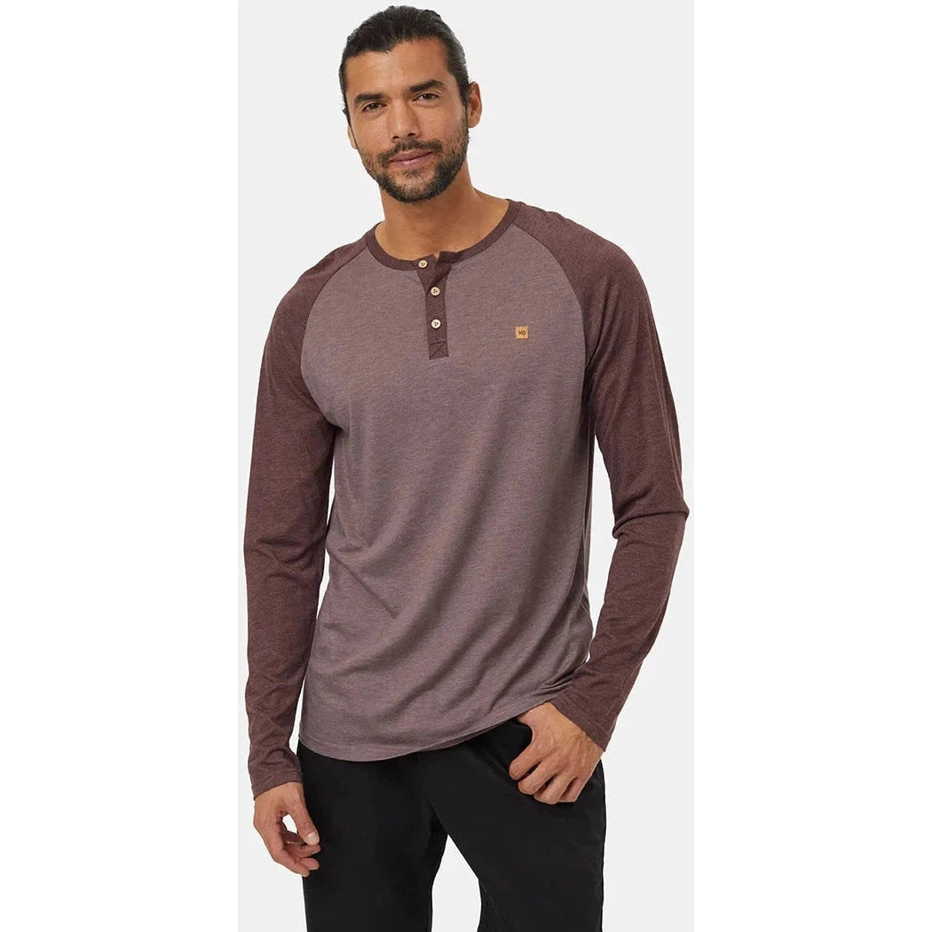 Tentree Men's TreeBlend Classic Henley Longsleeve-Men's - Clothing - Tops-Tentree-Elkwood Heather Deep Mahogany Heather-M-Appalachian Outfitters