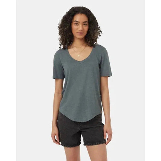 Tentree Women's TreeBlend V-Neck T-Shirt-Women's - Clothing - Tops-Tentree-Light Urban Green Heather-S-Appalachian Outfitters