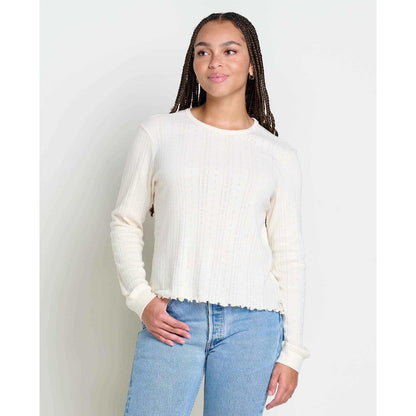 Toad & Co Women's Foothill Pointelle Long Sleeve Crew II-Women's - Clothing - Tops-Toad & Co-Salt-S-Appalachian Outfitters