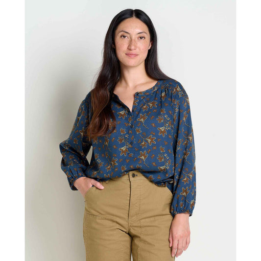 Toad & Co Women's Manzana Long Sleeve Peasant Top-Women's - Clothing - Tops-Toad & Co-MidnightLeafPri-S-Appalachian Outfitters