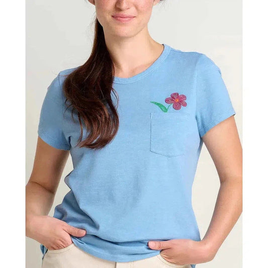 Toad & Co Women's Primo Short Sleeve Crew Embroidered-Women's - Clothing - Tops-Toad & Co-Weathered Blue Embroidery-M-Appalachian Outfitters