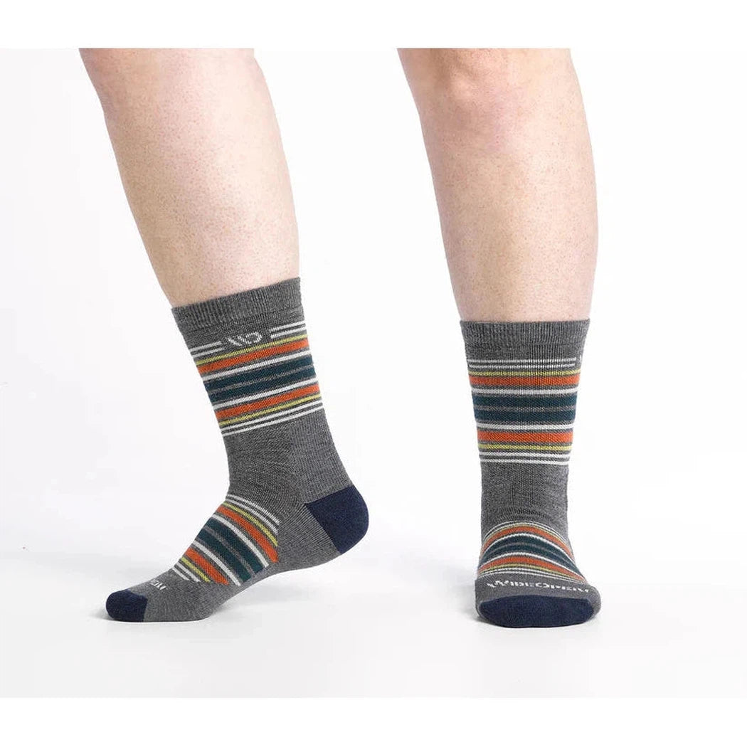 Wide Open Men's Multi Stripe Midweight Micro Crew Sock-Accessories - Socks - Men's-Wide Open-Gray-L-Appalachian Outfitters