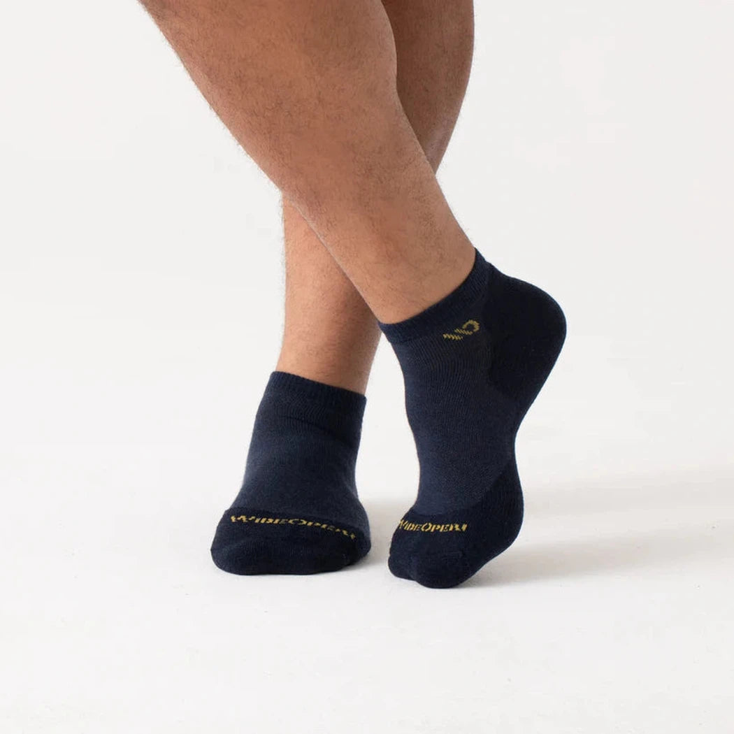 Wide Open Men's Solid Midweight No Show Sock-Accessories - Socks - Men's-Wide Open-Denim-M-Appalachian Outfitters