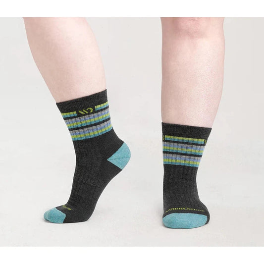 Wide Open Women's Multi Stripe Midweight Micro Crew Sock-Accessories - Socks - Women's-Wide Open-Charcoal-S-Appalachian Outfitters