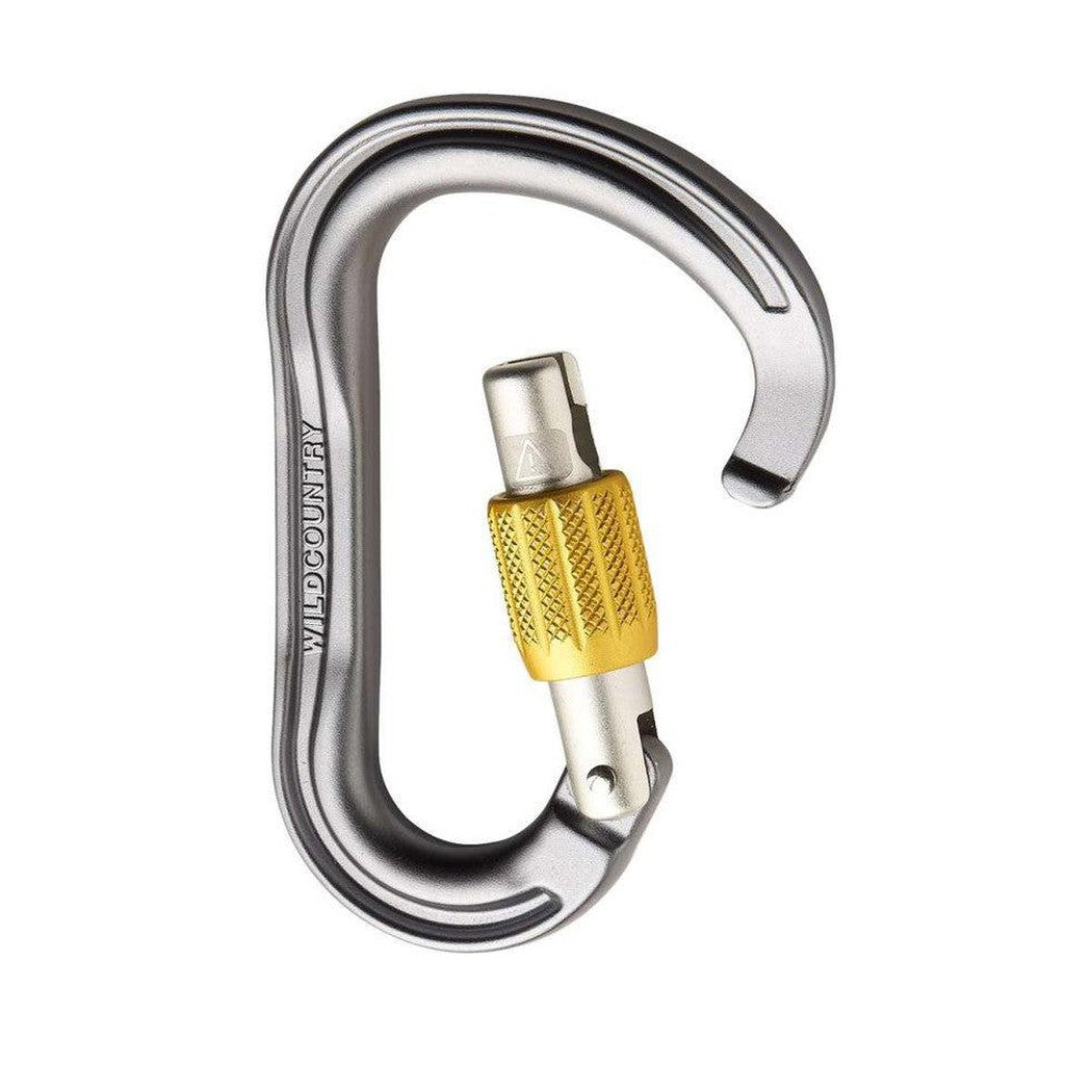 Wild Country Xenon HMS Screwgate Carabiner-Climbing - Hardware - Carabiners-Wild Country-Grey/Yellow-Appalachian Outfitters